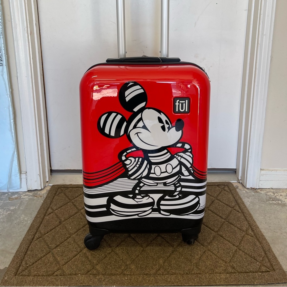 Mickey Mouse Suitcase Disney Luggage NWT Mickey Luggage Black White Red Mickey